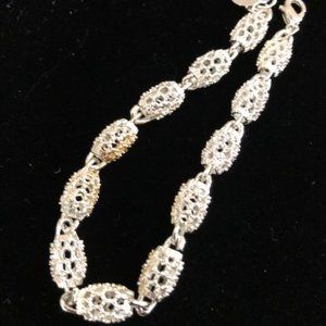 Silver-tone Filigree 7.5" Bracelet NEW